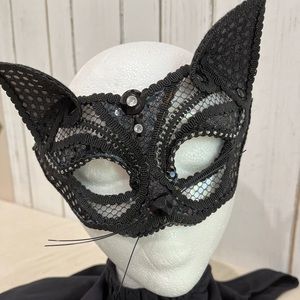 NWT Claire’s Glamor Bejeweled Black Cat Mask